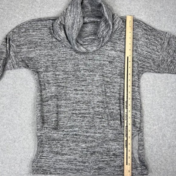 Athleta Womens Cowl Neck Sweatshirt Size Small Heathered Gray Pockets Thumbholes - Picture 9 of 11